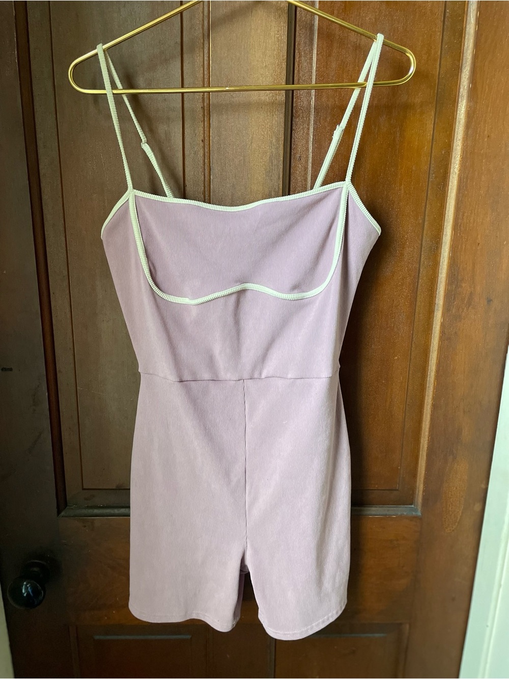 Le Lis women's large spaghetti strap purple romper